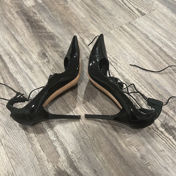 Jimmy Choo Vita 100 Lace Up Black Patent Leather Heels Shoes Pumps Size 38 - Picture 8 of 14